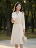 米思阳2026春季新款通勤高级感连衣裙藏蓝色褶皱亮线收腰裙子2747 商品缩略图2