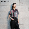 NEELLY纳俪商场同款夏季新款POLO领短袖针织衫女条纹撞色舒适上衣N26054A04504 商品缩略图0