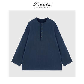 A008潘依绣丁丁宠粉100%棉减龄做旧磨破半开领长袖卫衣Q48556