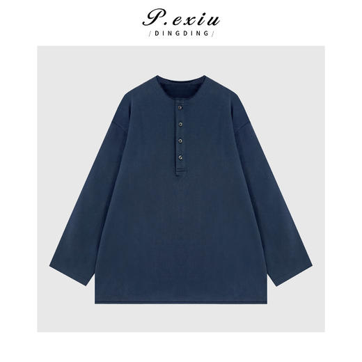 A008潘依绣丁丁宠粉100%棉减龄做旧磨破半开领长袖卫衣Q48556 商品图0