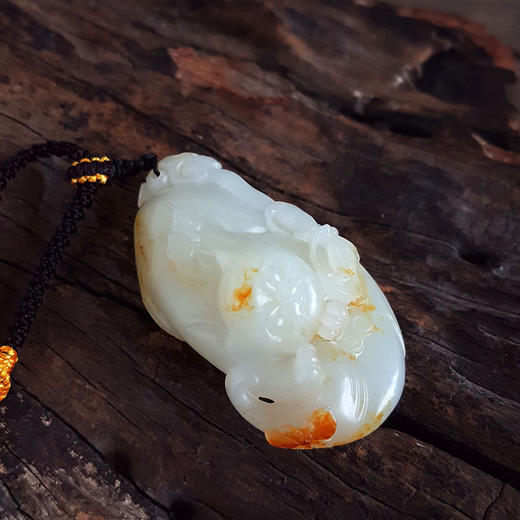 【天然正品】天然新疆籽料细腻油润度佳耄耋富贵（福寿绵延）和田玉吊坠项链45.5*24.6*14.0MM（皆取最大值）170126NJS70 商品图3