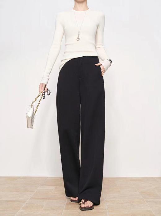 F030150春款新款显瘦一粒扣后松紧腰垂坠感窄版阔腿裤 商品图5