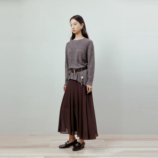 NEELLY纳俪商场同款春季新款优雅飘逸雪纺半身裙女慵懒百搭长裙N26012E01045 商品图2