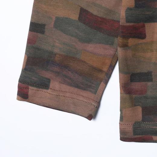 26T100SDSA男装2026新款复古混彩几何满印长袖T恤撞色罗纹领宽松圆领 商品图3