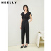 NEELLY纳俪商场同款夏季新款V领荷叶袖连体裤女垂感气质高腰款N26044Q04588 商品缩略图0