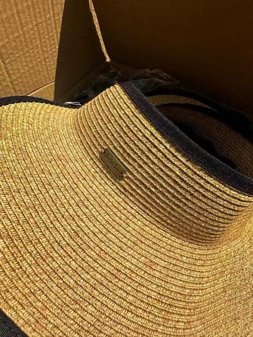 F030134高颜值撞色包边复古小金属铭牌大檐空顶遮阳帽 商品图14