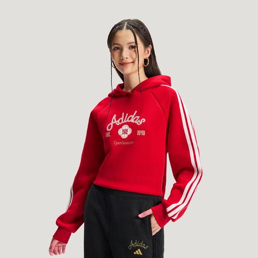 Adidas阿迪达斯HOODED SWEATSHIRT 新年款挺阔加厚运动休闲宽松连帽套头衫KH2694 商品图0