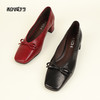 和诚行2026春季新款复古风通勤方头蝴蝶结浅口中跟单鞋0770206 商品缩略图1