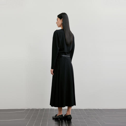 NEELLY纳俪商场同款春新款时尚优雅百褶半身裙女收腰显瘦A字长裙N26011E01018 商品图1