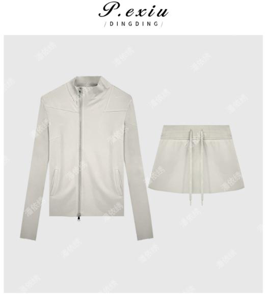 03-2潘依绣丁丁宠粉极简风不规则侧拉链外套短裙套装 Q8320 商品图0