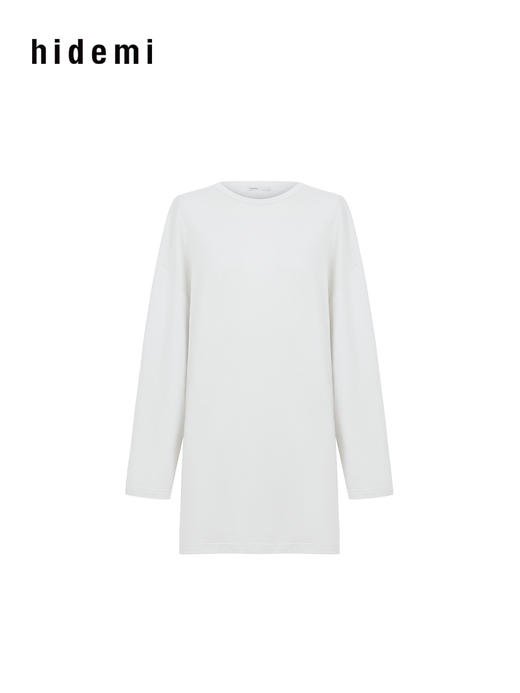 hidemi副线小h 松弛感宽松落肩圆领长袖T恤 商品图10