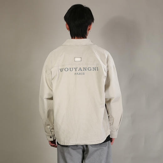 DRONKOO 2026 翻领左胸单贴袋字母印花中厚衬衣外套 商品图4