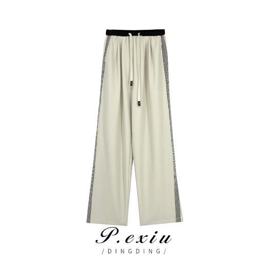 04-6潘依绣丁丁宠粉撞色显瘦薄款阔腿抽绳直筒休闲裤 W-61230 商品图0