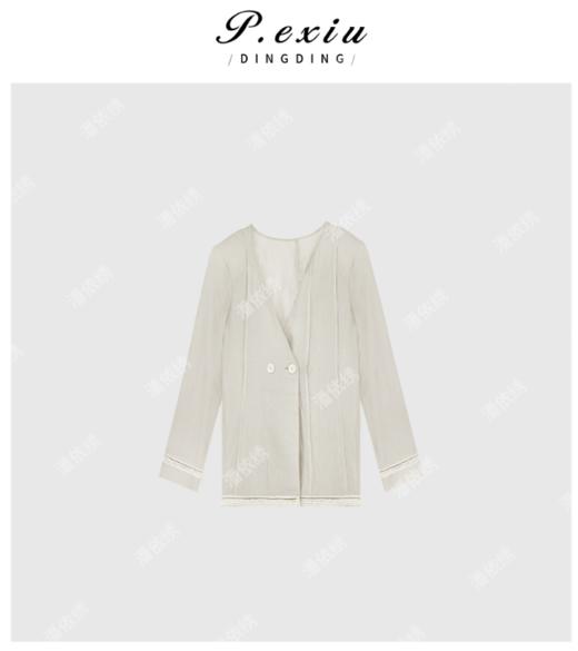 04-6潘依绣丁丁宠粉轻国风简约气质设计感勾花长袖外套 Q8002 商品图0