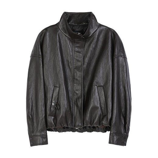 NEELLY纳俪商场同款春新款设计感帅气上衣女高级感复古廓形短外套N26014C04411 商品图3