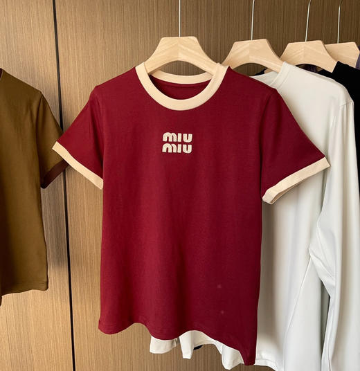 Miu两款撞色圆领短袖T恤0224 商品图3