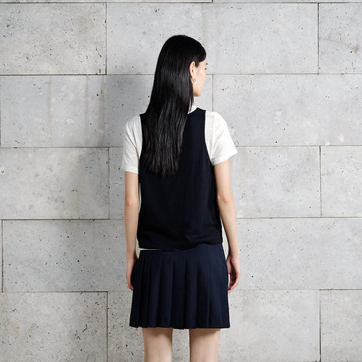 NEELLY纳俪商场同款春季新款时尚假两件针织衫女撞色短袖气质上衣N26024A04511 商品图1