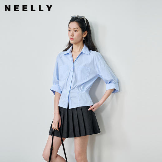 NEELLY纳俪商场同款春新款收腰显瘦设计感衬衫女随性休闲百搭上衣N26034B04516 商品图0