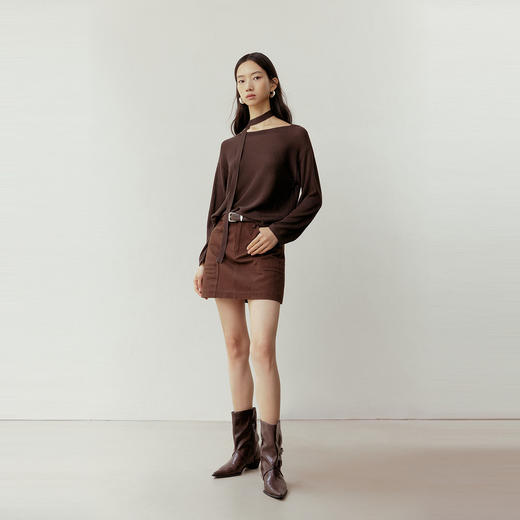 NEELLY纳俪商场同款春季新款复古工装风A字裙女挺括显瘦高腰短裙N26031E01117 商品图1