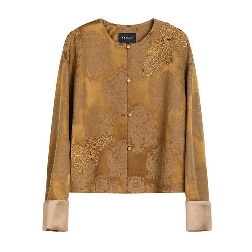 NEELLY纳俪商场同款春季新款时髦新中式优雅外套女提花文艺短上衣N26021C01061 商品图3