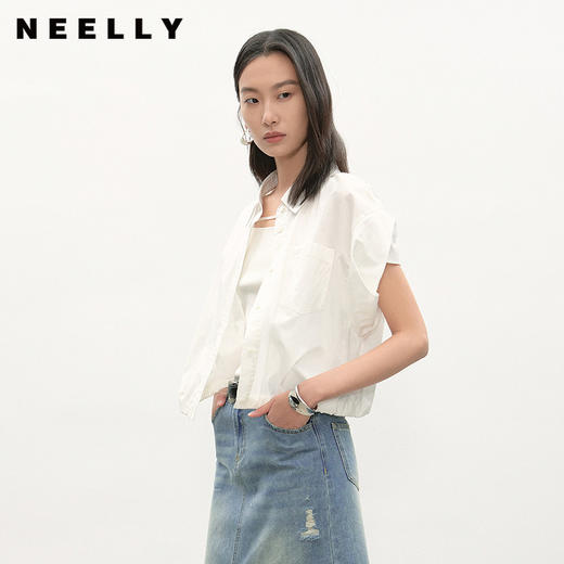 NEELLY纳俪商场同款夏季新款时尚简约白衬衫女百搭透气感舒适上衣N26044B04518 商品图0