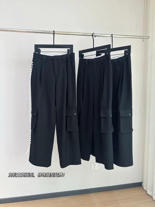 甜酷女孩必备~【多口袋斜纹工装裤】100%纯棉斜纹面料，质感厚实柔软~前幅斜插口袋，小腿侧唇口袋设计，增加收纳空间与实用性，同时增添休闲工装感WD 商品图4