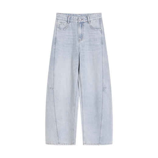 NEELLY纳俪商场同款春新款时髦高腰休闲牛仔裤女浅色宽松百搭长裤N26021H01066 商品图3