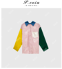 04-6潘依绣丁丁宠粉夏季新款拼接撞色暗纹三色衬衫Q2527 商品缩略图0