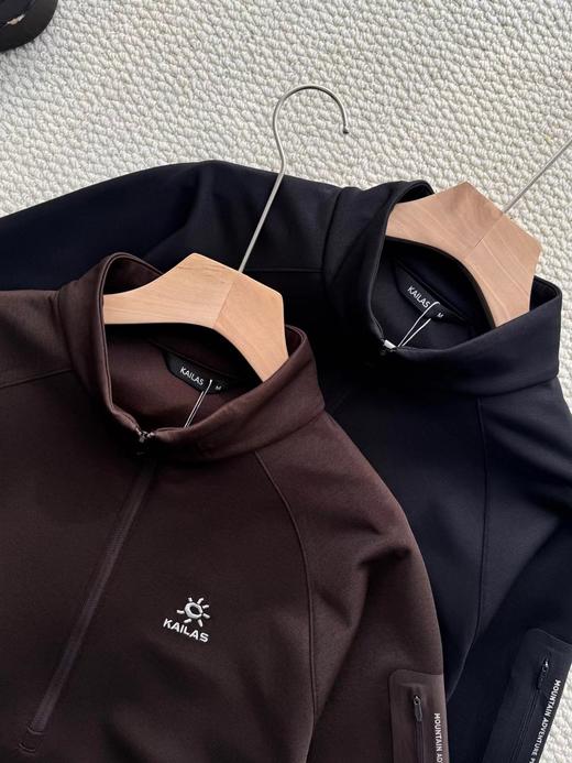 F030145男款立领半开胸内胆半拉链吸湿排汗保暖户外登山徒步上衣 商品图3