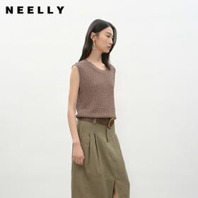 NEELLY纳俪商场同款夏新款时尚休闲镂空背心女波西米亚风简约上衣N26044A04561
