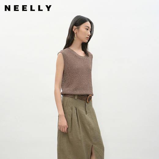 NEELLY纳俪商场同款夏新款时尚休闲镂空背心女波西米亚风简约上衣N26044A04561 商品图0
