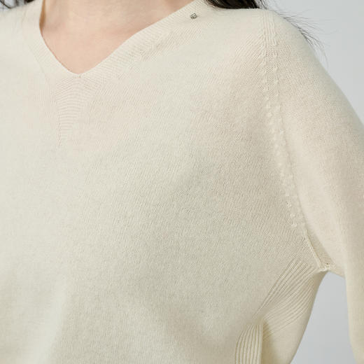 NEELLY纳俪商场同款春季新款软糯亲肤V领针织衫女显瘦百搭上衣N26014A03305 商品图2