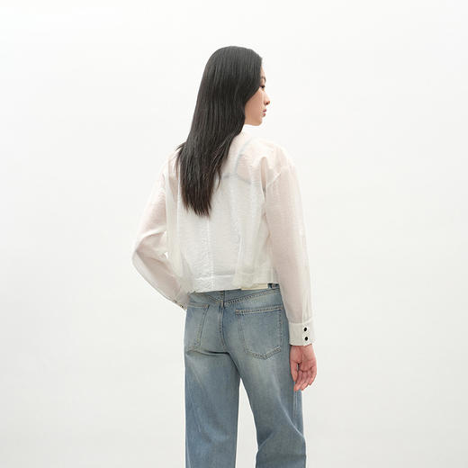 NEELLY纳俪商场同款春季新款浅色简约立领夹克女休闲随性短外套N26034C04518 商品图1