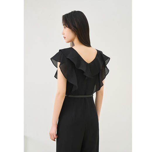 NEELLY纳俪商场同款夏季新款V领荷叶袖连体裤女垂感气质高腰款N26044Q04588 商品图3