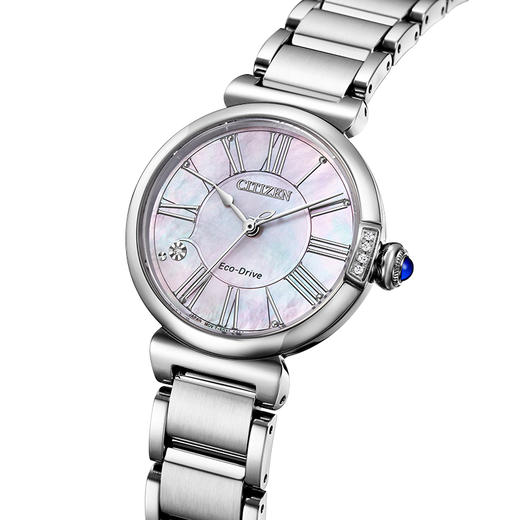 西铁城/CITIZEN小铃花贝母盘光动能花语风吟钢带时尚女表EM1060-87Y 商品图2