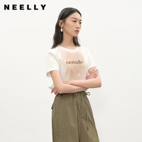 NEELLY纳俪商场同款夏季新款简约字母印花T恤女质感潮流时尚短袖N26044T04520