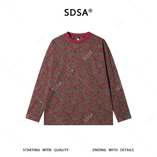 26T95SDSA男装2026新款植物花卉满印长袖T恤撞色罗纹领宽松圆领打底衫 商品图1