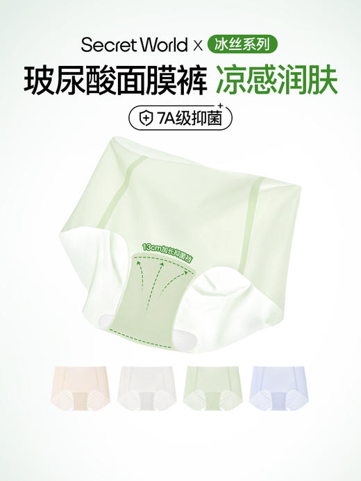 【多妈团购 SecretWorld   B363冰丝内裤 3条装 女无痕隐形速干玻尿酸面膜裤】7A抑菌，100%纯棉底裆，细菌少了异味也少了！轻薄凉感，像没穿一样舒服、透气~又透又薄的凉感冰丝-咸喜仓 商品图5