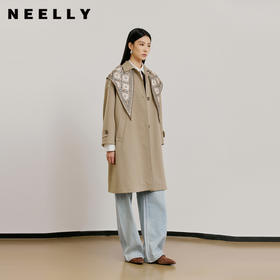 NEELLY纳俪商场同款春新款经典廓形休闲长风衣女宽松舒适百搭外套N26021F01071