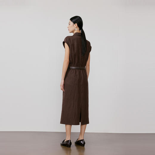 NEELLY纳俪*场同款春新款简约职场翻领连衣裙**练通勤收腰长裙N26031Y01121 商品图1