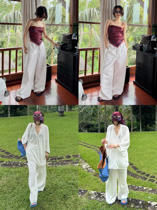 hidemi副线小h 全棉松弛感简约抽绳直筒长裤休闲裤 商品图1