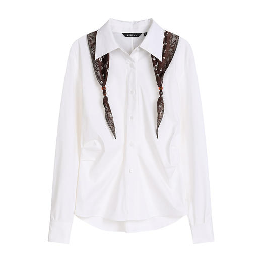 NEELLY纳俪商场同款春季新款简约通勤衬衫女休闲叠穿百搭风外套N26011B01012 商品图3