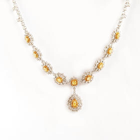 【天然正品】AU750收藏级白金豪镶太阳花造型设计师款4.3克拉钻石项链 链长：43CM（皆取最大值）110226TJ04