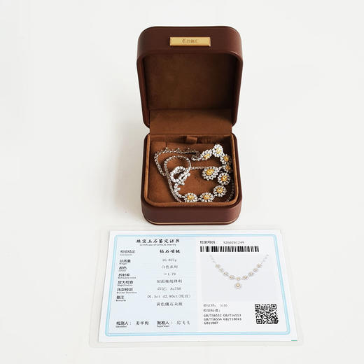 【天然正品】AU750收藏级白金豪镶太阳花造型设计师款4.3克拉钻石项链 链长：43CM（皆取最大值）110226TJ04 商品图1
