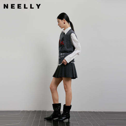 NEELLY纳俪商场同款春季新款经典学院风减龄百褶裙女气质百搭短裙N26023E01090 商品图0