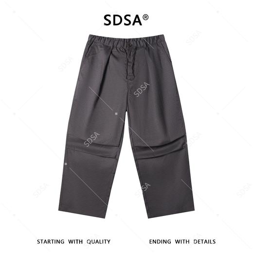 SDSA男装2026新款潮牌日系褶皱休闲裤男女同款细格纹阔腿裤 商品图0