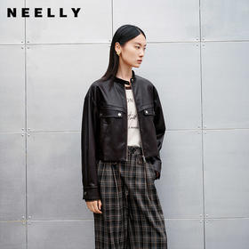 NEELLY纳俪商场同款春季新款宽松廓形帅气短夹克女松弛慵懒感外套N26014C04405