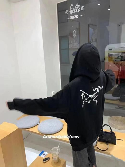 F030119春季款印花前面小LOGO后背大logo纯棉连帽卫衣 商品图1