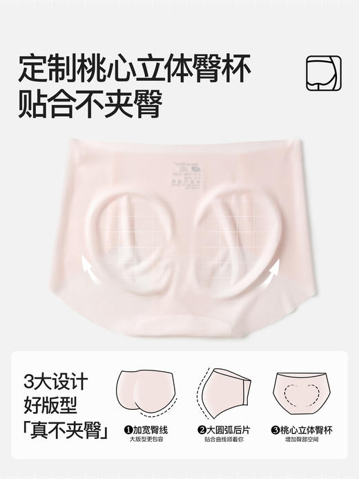 【多妈团购 SecretWorld   B363冰丝内裤 3条装 女无痕隐形速干玻尿酸面膜裤】7A抑菌，100%纯棉底裆，细菌少了异味也少了！轻薄凉感，像没穿一样舒服、透气~又透又薄的凉感冰丝-咸喜仓 商品图3