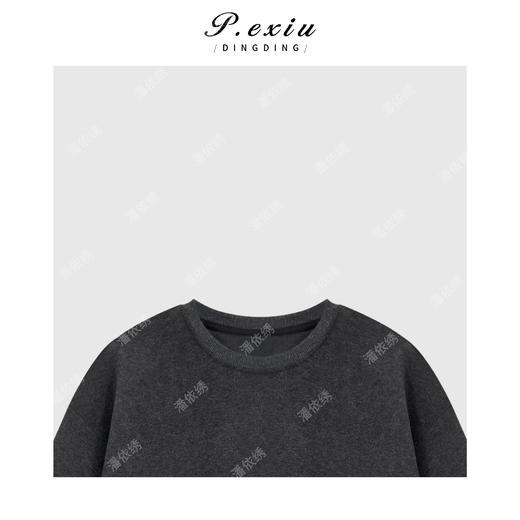 A008潘依绣丁丁宠粉人丝极简风百搭下摆抽绳磨绒圆领长袖卫衣Q86910 商品图2